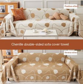 Chenille Sofa Cover Dual-purpose Dustproof Straight Row (Option: MY2 Xinyi Brown-180x130cm)