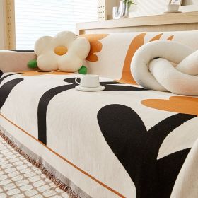 Sofa Cover Chenille Non-slip Anti-scratching (Option: Yb Clover Orange-180x150cm)