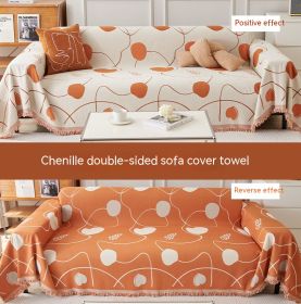 Chenille Sofa Cover Dual-purpose Dustproof Straight Row (Option: MY2 Xinyi Orange-180x380cm)