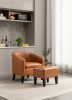 COOLMORE Accent Chair with Ottoman, Mid Century Modern Barrel Chair Upholstered Club Tub Round Arms Chair for Living Room