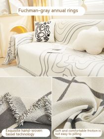 Sofa Slipcover All-inclusive Chenille Anti-scratching Anti-Gray (Option: YB Fu Coman Gray Annual Ring-180x300cm)