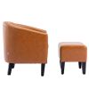 COOLMORE Accent Chair with Ottoman, Mid Century Modern Barrel Chair Upholstered Club Tub Round Arms Chair for Living Room