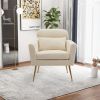 29.5"W Modern Chenille Accent Chair Armchair Upholstered Reading Chair Single Sofa Leisure Club Chair with Gold Metal Leg and Throw Pillow for Living