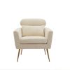 29.5"W Modern Chenille Accent Chair Armchair Upholstered Reading Chair Single Sofa Leisure Club Chair with Gold Metal Leg and Throw Pillow for Living