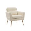 29.5"W Modern Chenille Accent Chair Armchair Upholstered Reading Chair Single Sofa Leisure Club Chair with Gold Metal Leg and Throw Pillow for Living