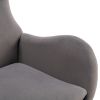 Velvet Fabric Padded Seat Rocking Chair With High Backrest And Armrests