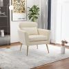 29.5"W Modern Chenille Accent Chair Armchair Upholstered Reading Chair Single Sofa Leisure Club Chair with Gold Metal Leg and Throw Pillow for Living