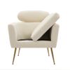 29.5"W Modern Chenille Accent Chair Armchair Upholstered Reading Chair Single Sofa Leisure Club Chair with Gold Metal Leg and Throw Pillow for Living