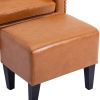 COOLMORE Accent Chair with Ottoman, Mid Century Modern Barrel Chair Upholstered Club Tub Round Arms Chair for Living Room