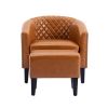 COOLMORE Accent Chair with Ottoman, Mid Century Modern Barrel Chair Upholstered Club Tub Round Arms Chair for Living Room