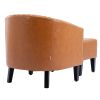 COOLMORE Accent Chair with Ottoman, Mid Century Modern Barrel Chair Upholstered Club Tub Round Arms Chair for Living Room