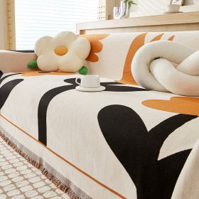 Sofa Cover Chenille Non-slip Anti-scratching Straight Row (Option: Yb Clover Orange-180X180cm)